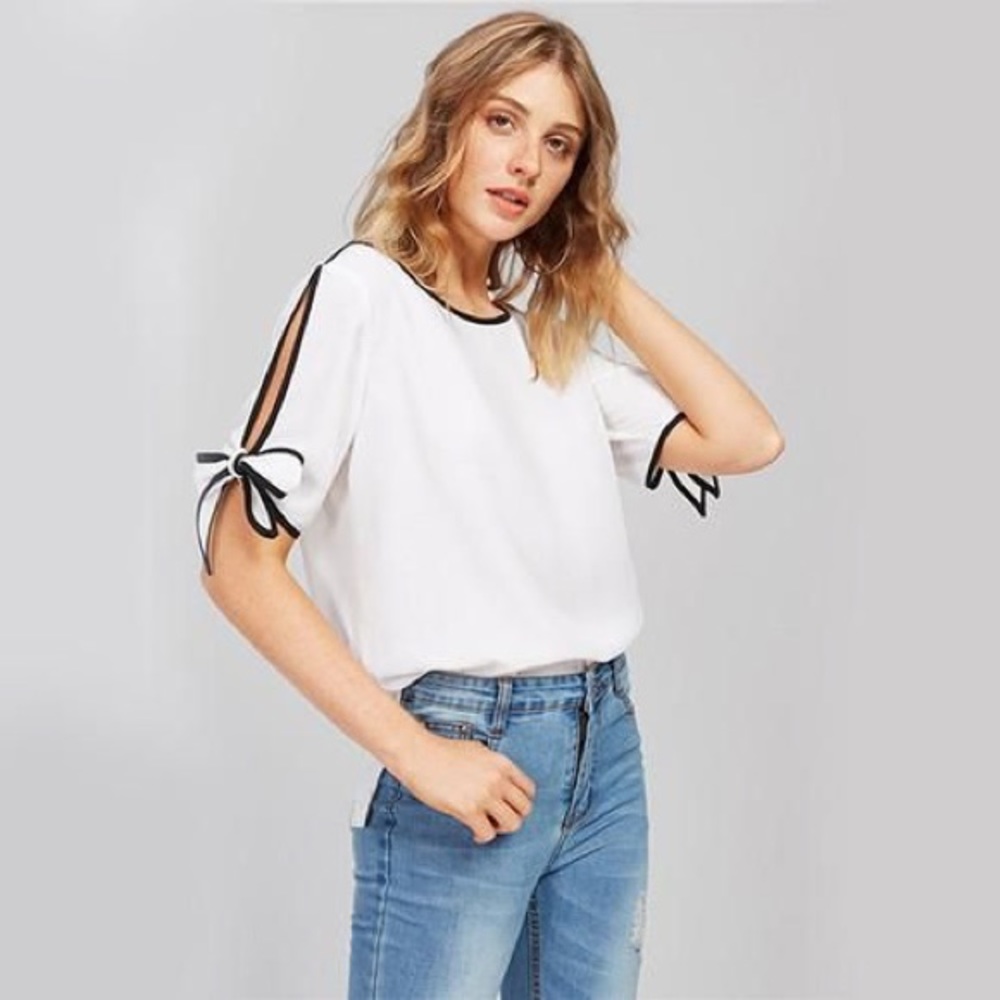 She In tie sleeve blouse